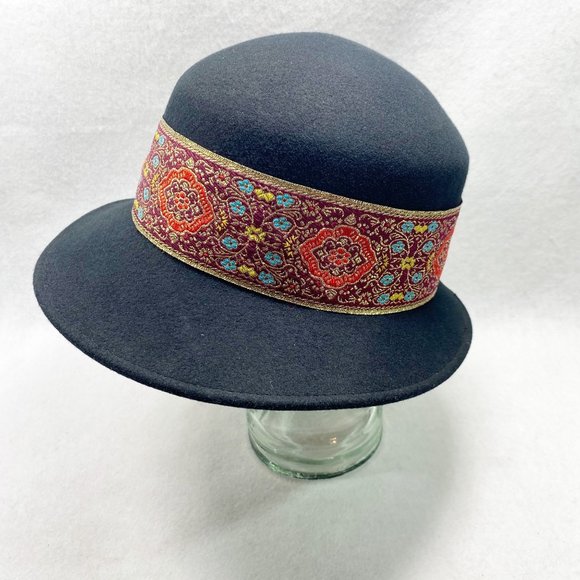 Betmar New York Black Wool Bucket Hat with Feather Detail main image 4